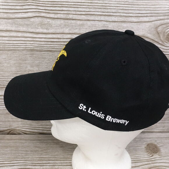 ANHEUSER BUSCH LOGO ST LOUIS BREWERY BLACK ADJUSTABLE STRAPBACK HAT CAP - Picture 4 of 8